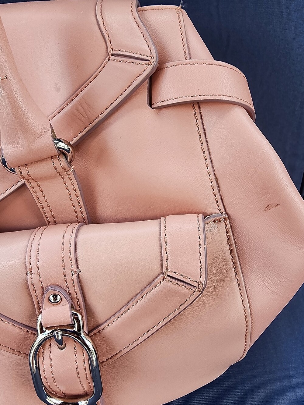 Cole Haan Blush Pink Leather Shoulder Bag with Buckle Accents - Picture 5 of 15